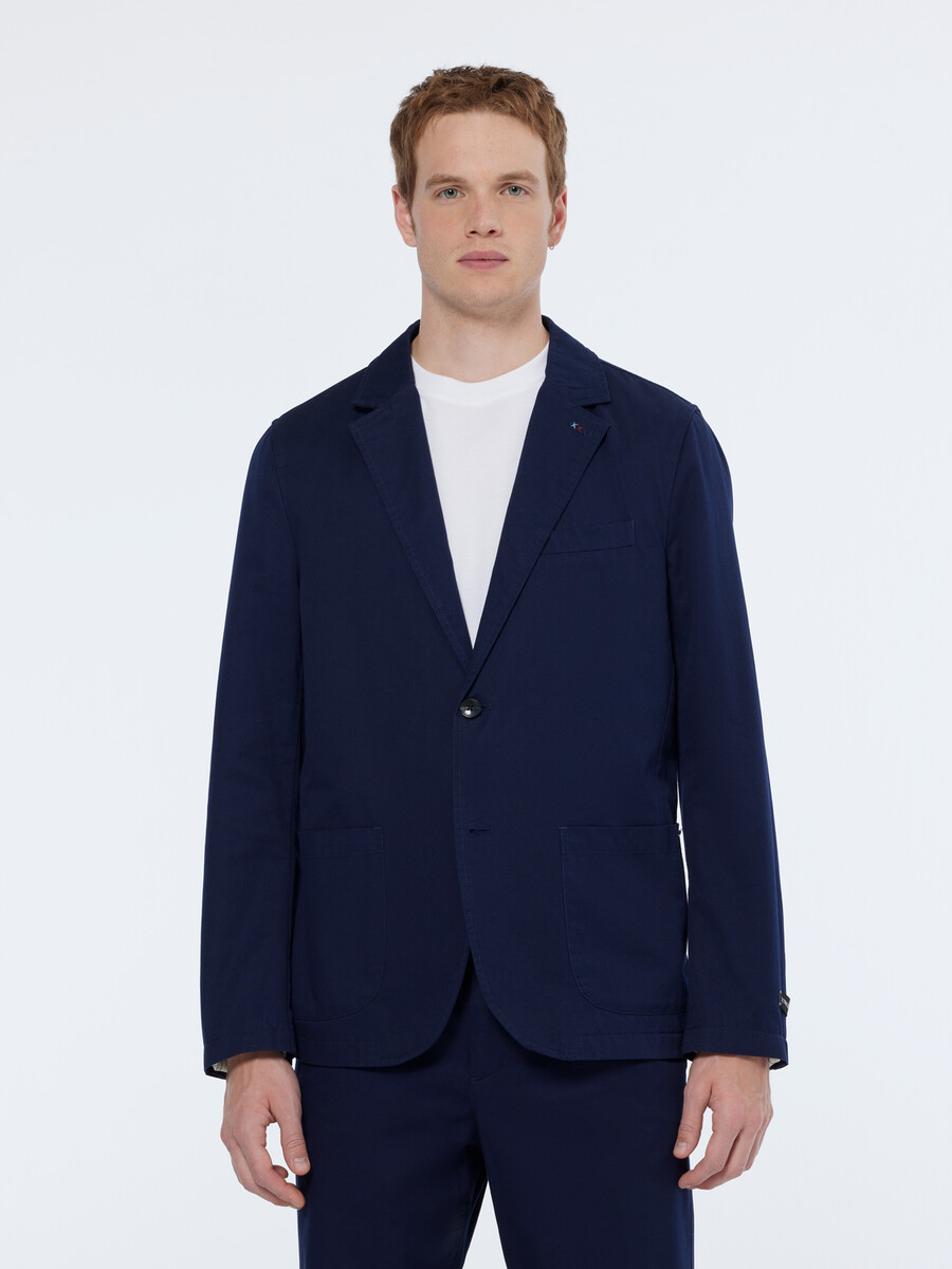 blazer de sarga de algodón sin estructura y corte relajado