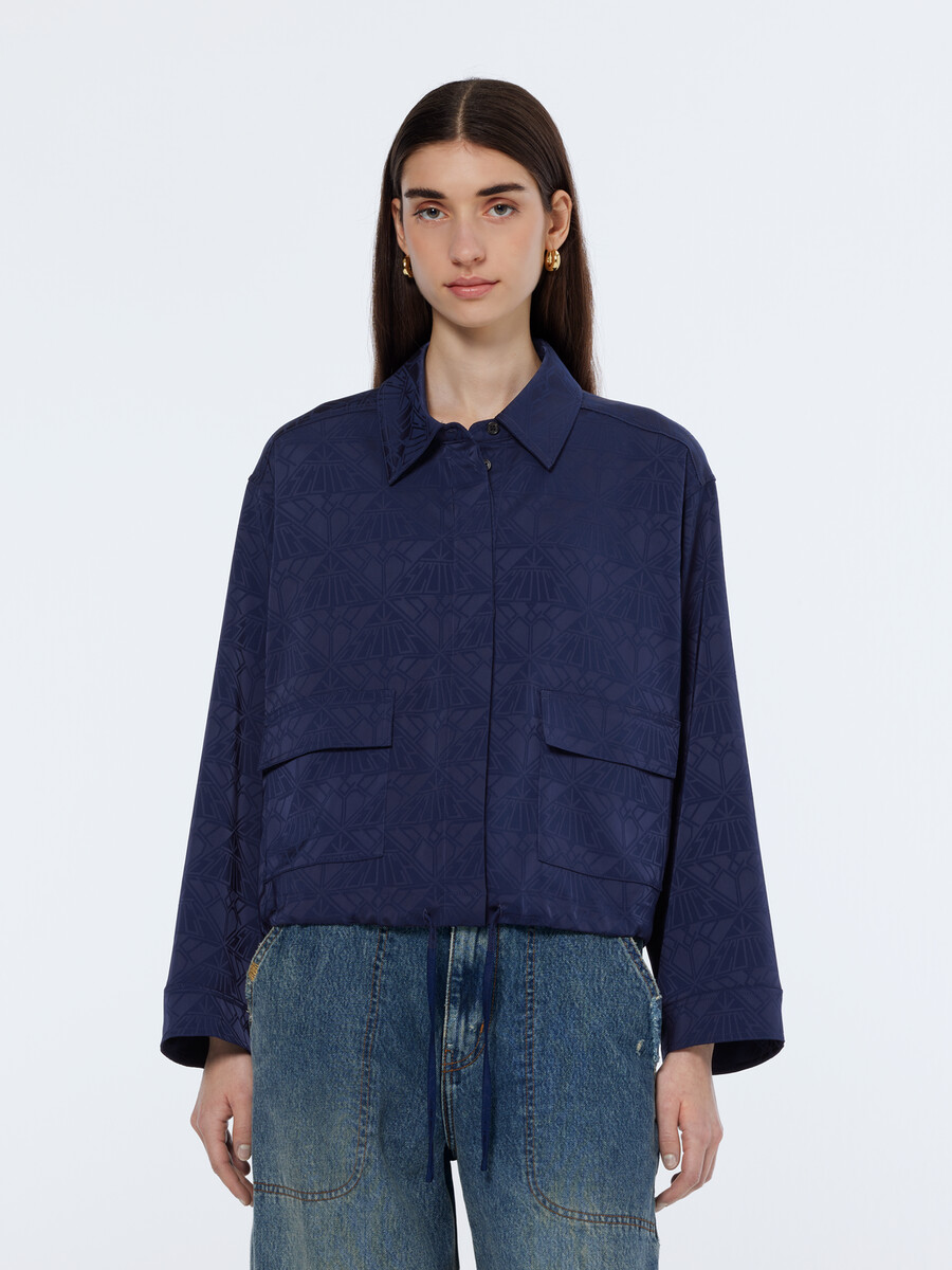 camisa utilitaria de satén jacquard