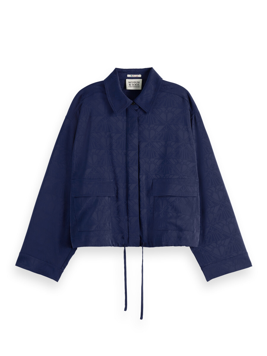camisa utilitaria de satén jacquard