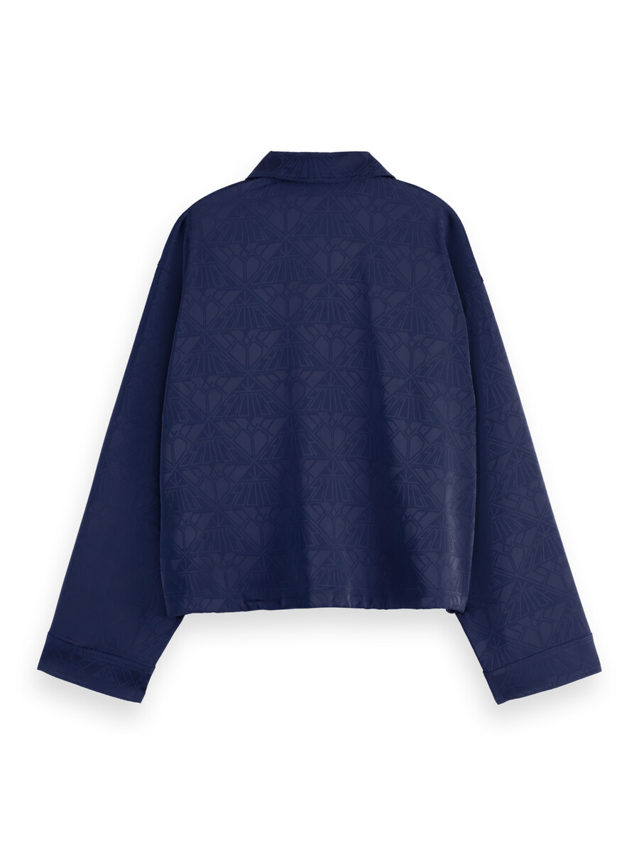 camisa utilitaria de satén jacquard