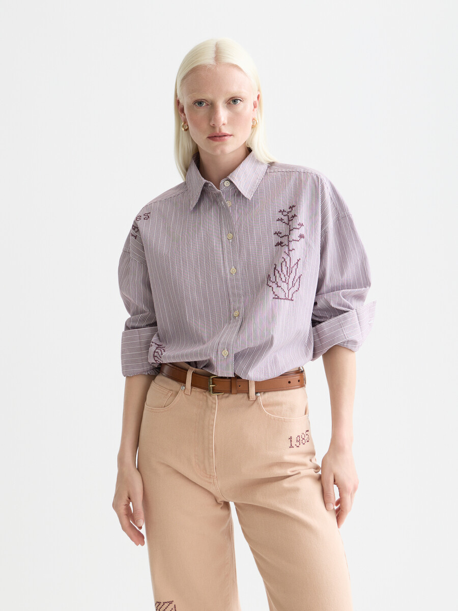 camisa de novia bordada