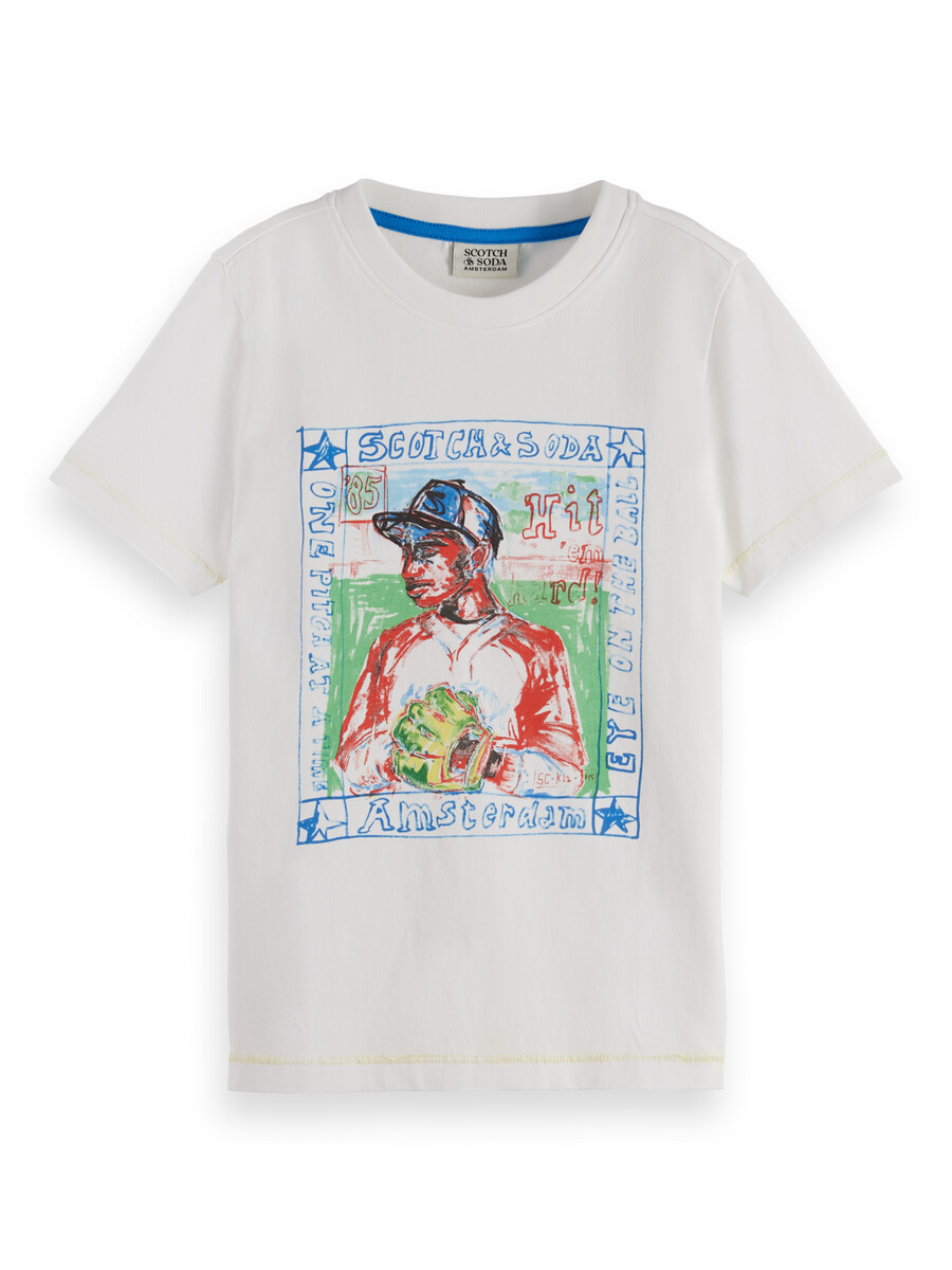 camiseta de béisbol con ilustraciones de corte regular para niño