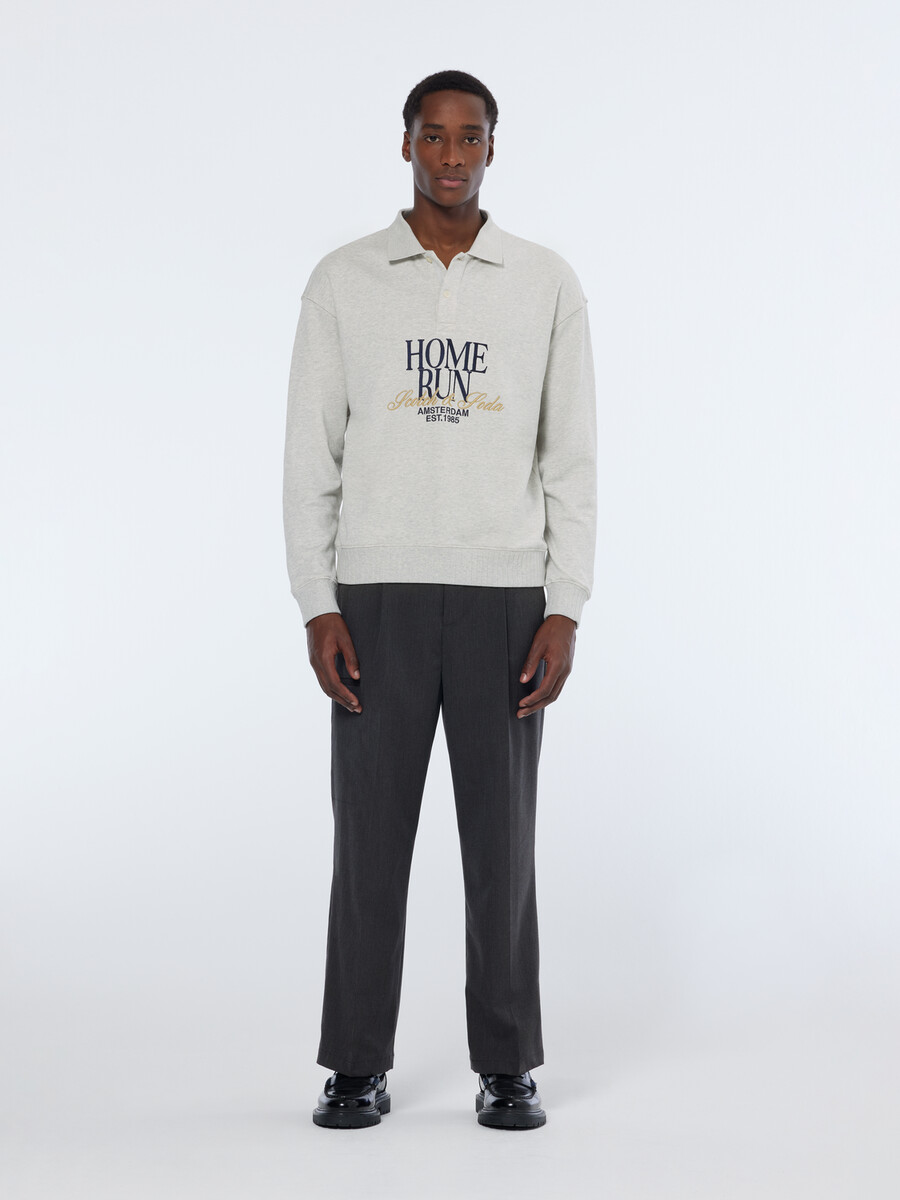 pantalón chino melange de corte ancho con detalle de bolsillo