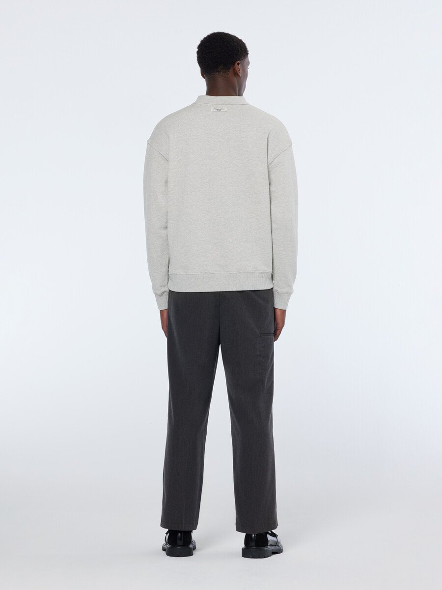 pantalón chino melange de corte ancho con detalle de bolsillo