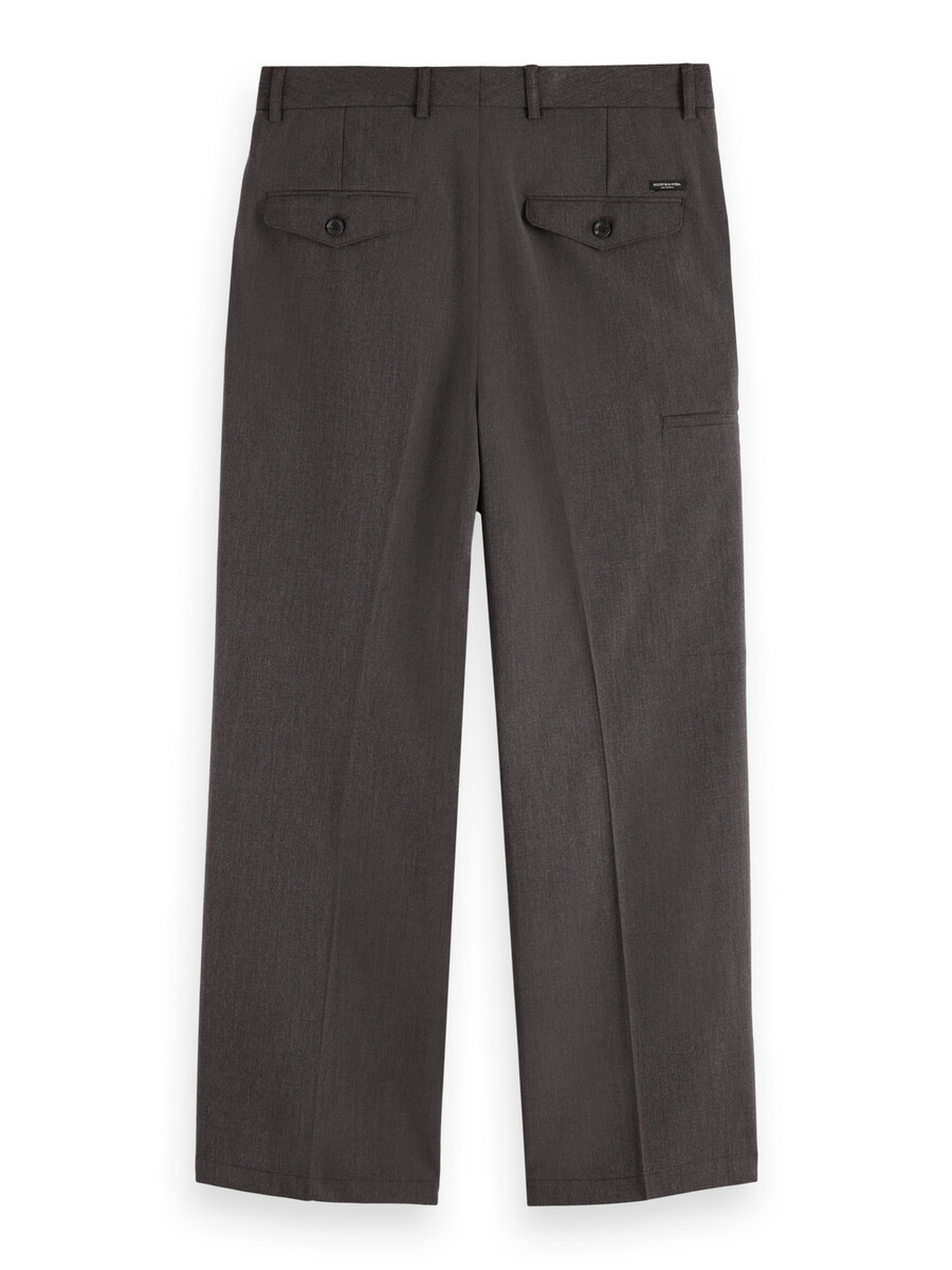 pantalón chino melange de corte ancho con detalle de bolsillo