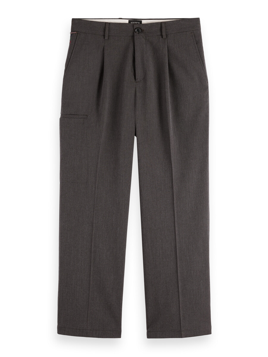 pantalón chino melange de corte ancho con detalle de bolsillo