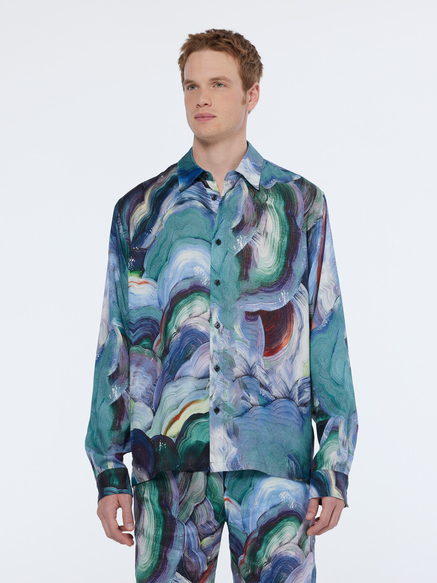 camisa de corte relajado con estampado abstracto