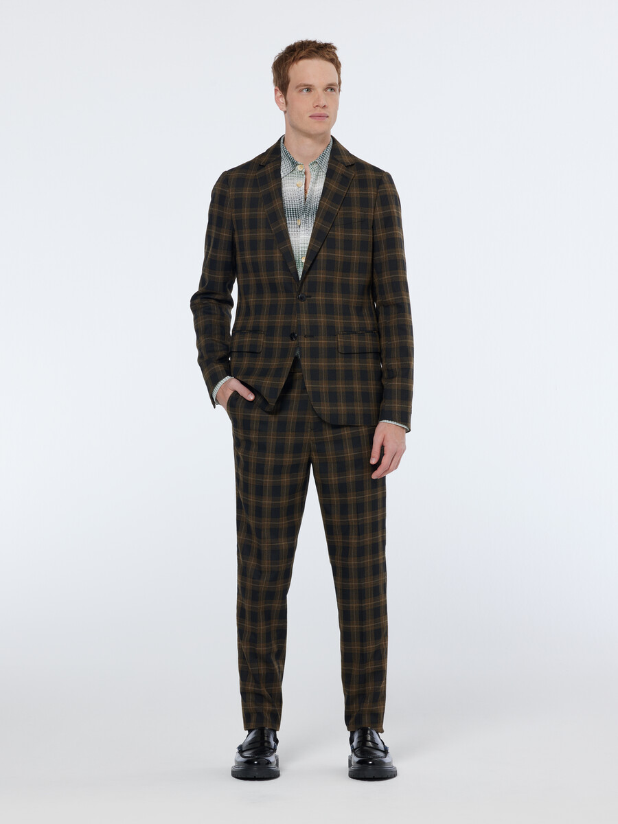 blazer de corte regular con cuadros teñidos en hilo y botonadura sencilla