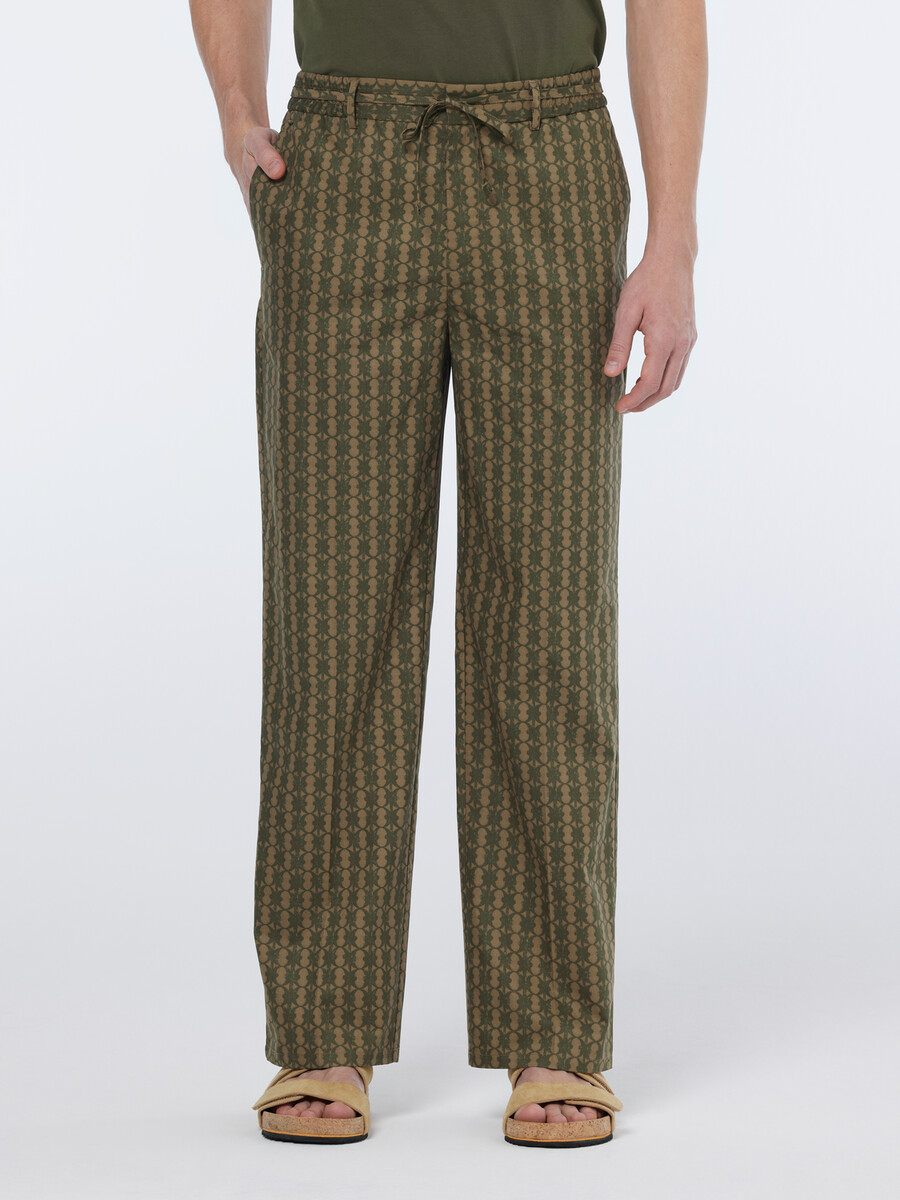 jogger de mezcla de algodón estampado de corte recto