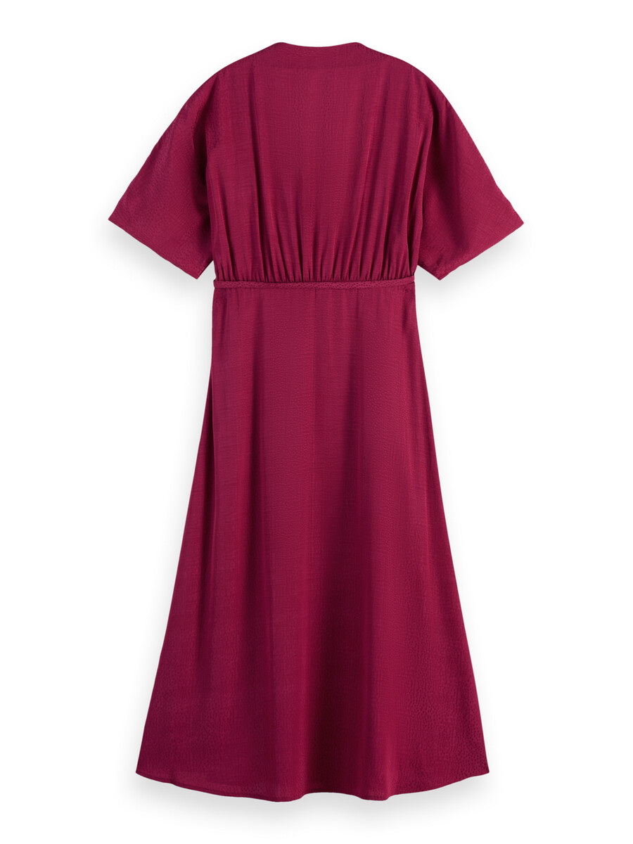 vestido cruzado midi de jacquard