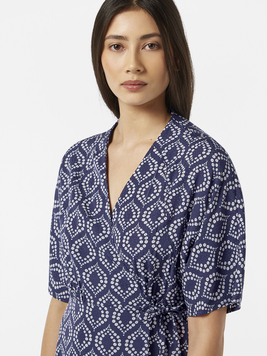 vestido cruzado midi de jacquard