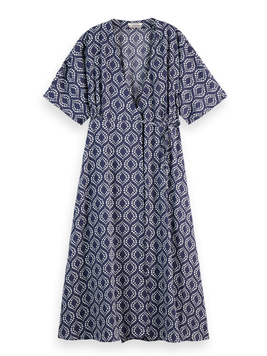 vestido cruzado midi de jacquard