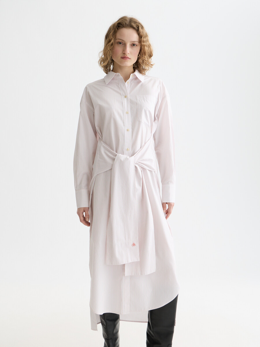 vestido camisero de corte relajado con lazo