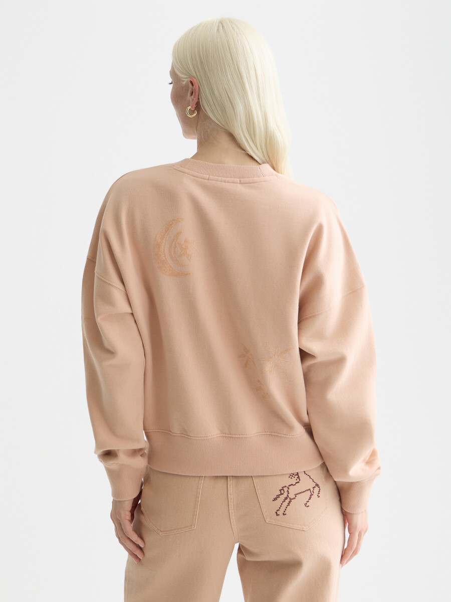 sudadera de corte relajado con estampado flocado