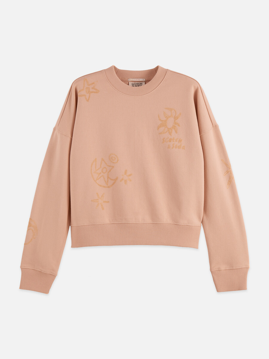 sudadera de corte relajado con estampado flocado