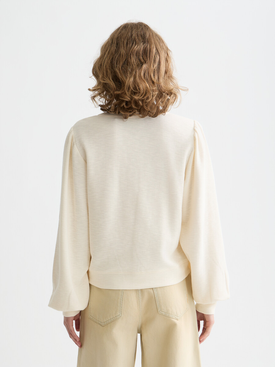 sudadera de cuello abierto con tapeta delantera tejida