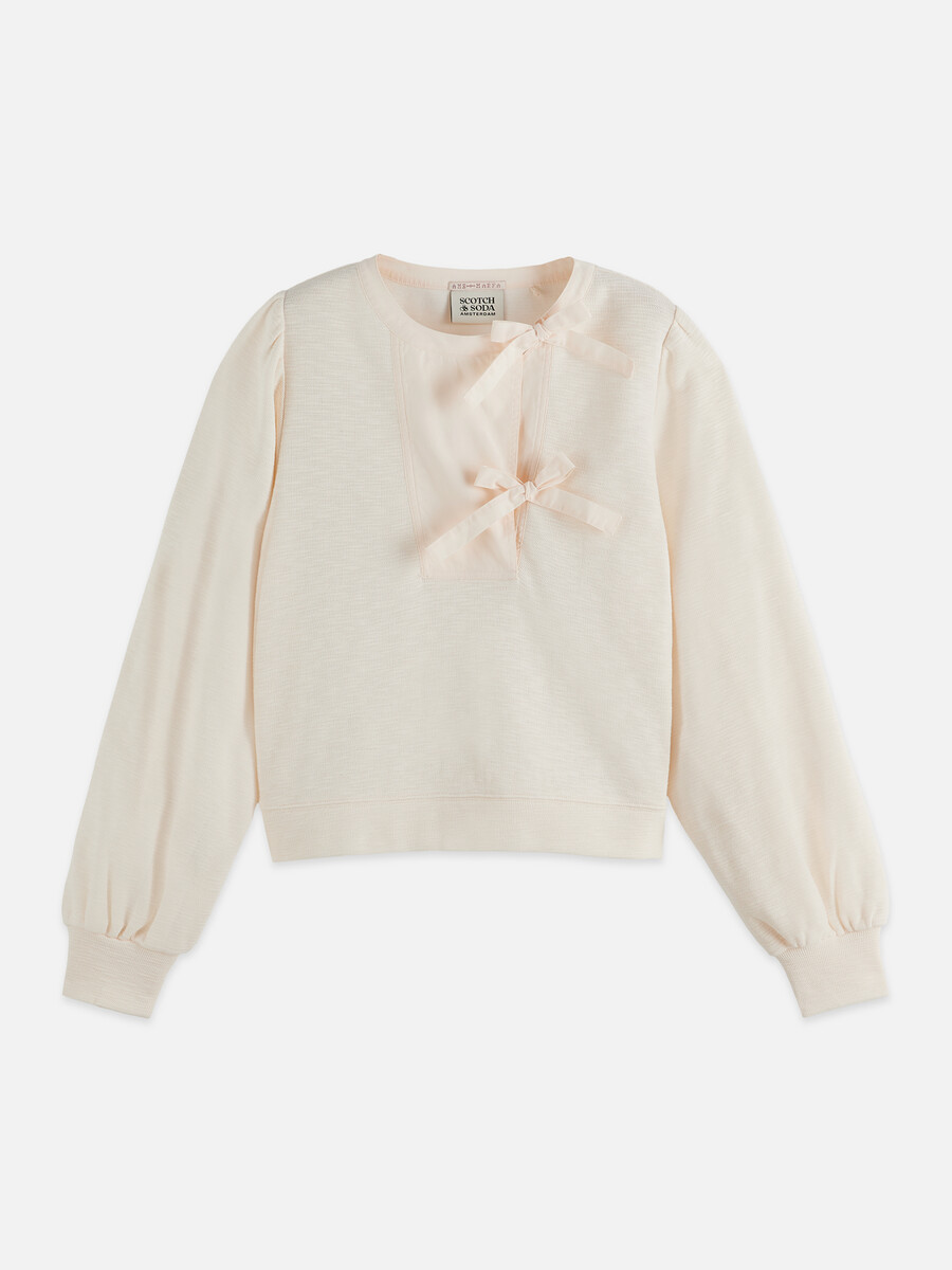 sudadera de cuello abierto con tapeta delantera tejida