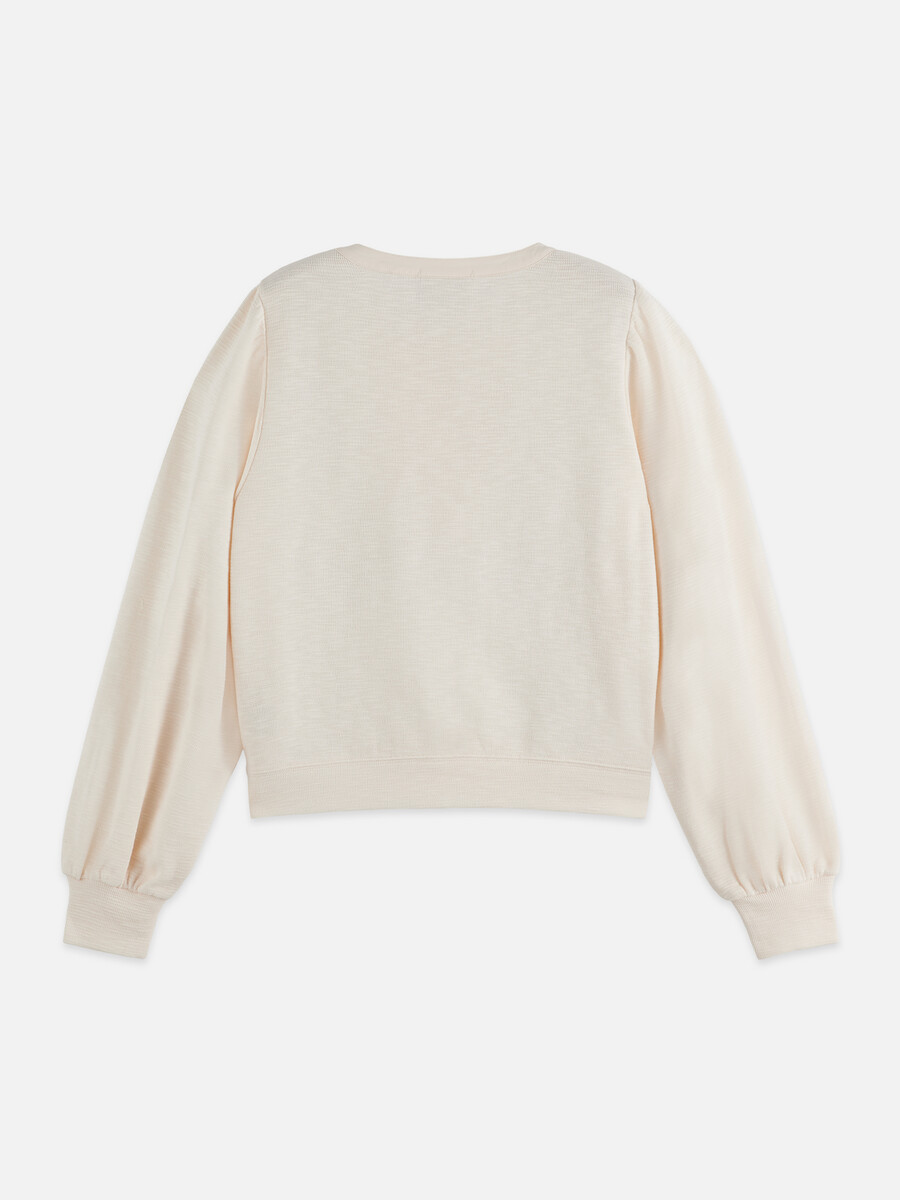 sudadera de cuello abierto con tapeta delantera tejida