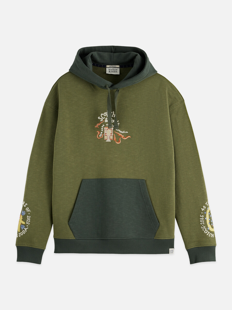 sudadera con capucha bordada de corte relajado del 40.º aniversario