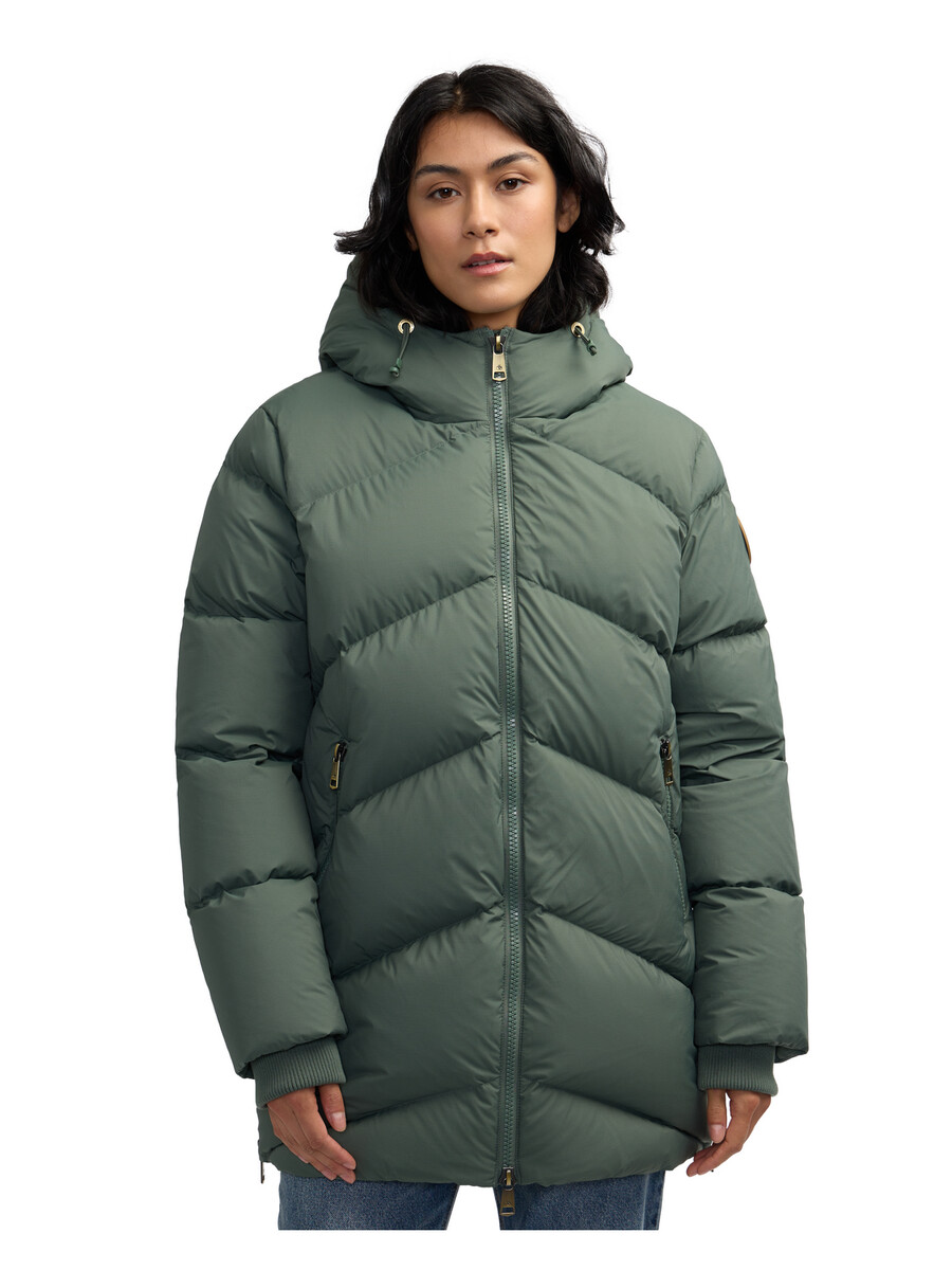 chaqueta acolchada con diseño de chevron invertido y caja fallon