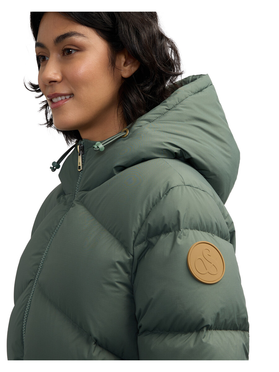 chaqueta acolchada con diseño de chevron invertido y caja fallon