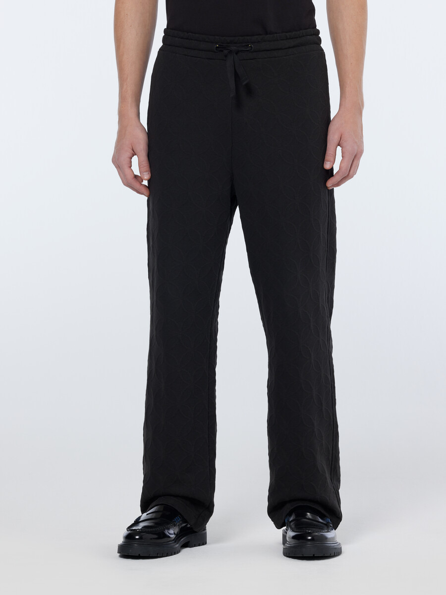 pantalón deportivo recto y relajado de felpa jacquard