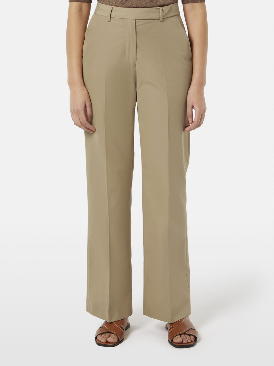pantalón edie tailored de pierna ancha con cinturón fijo