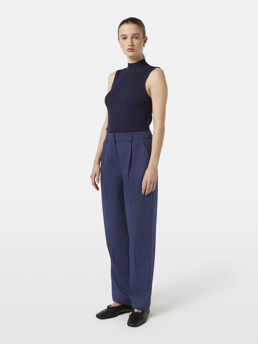 pantalón edie tailored de pierna ancha con cinturón fijo
