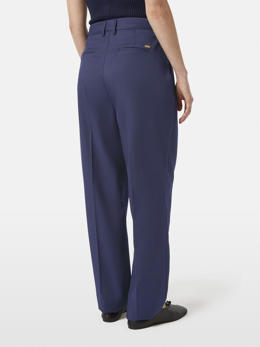 pantalón edie tailored de pierna ancha con cinturón fijo