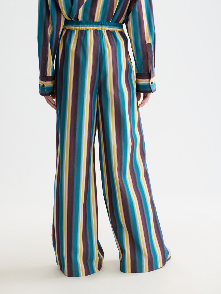 eleni - pantalones de rayas de tiro alto y pierna ancha