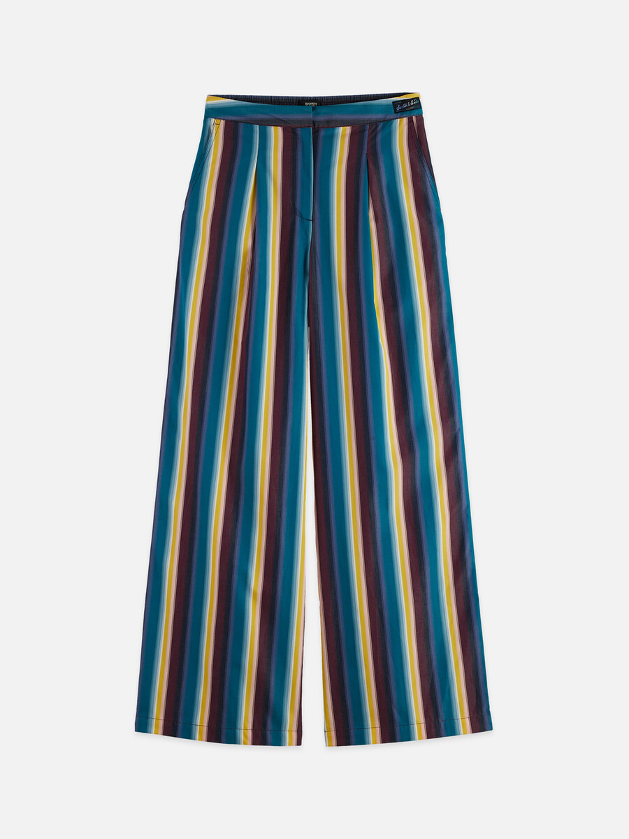 eleni - pantalones de rayas de tiro alto y pierna ancha