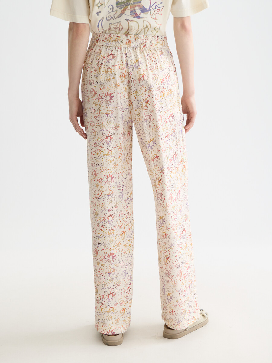 gia - pantalones de tiro medio con pernera ancha y estampado integral