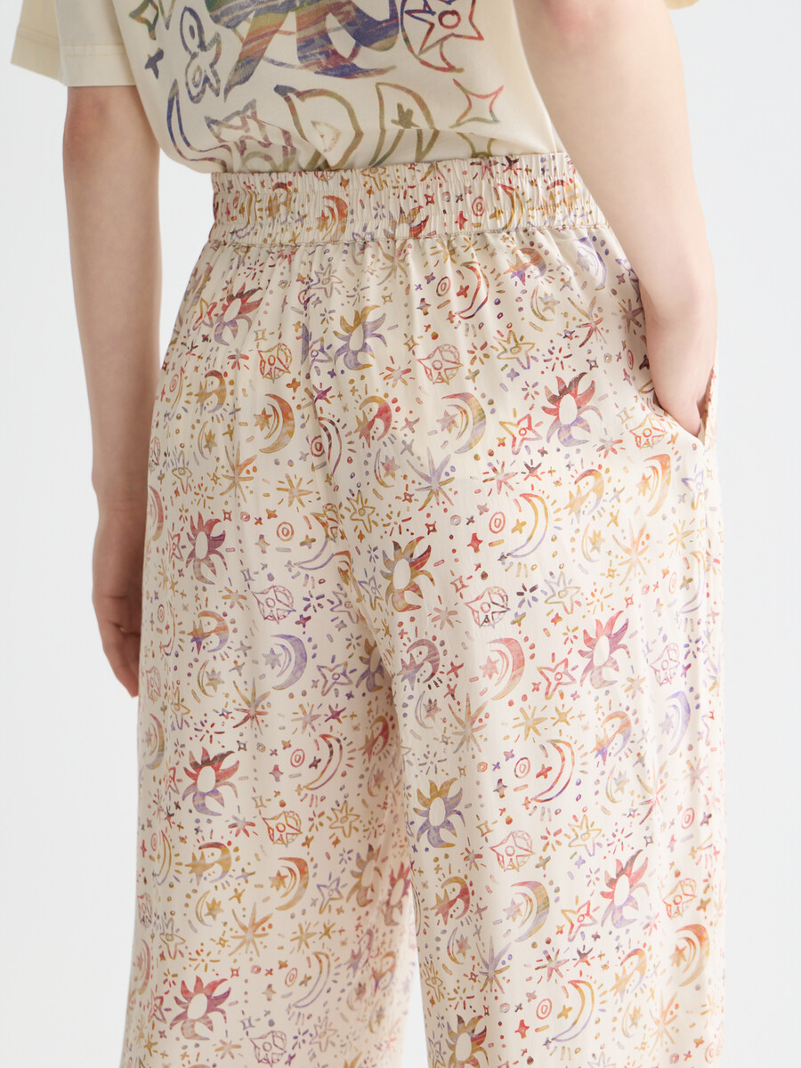 gia - pantalones de tiro medio con pernera ancha y estampado integral