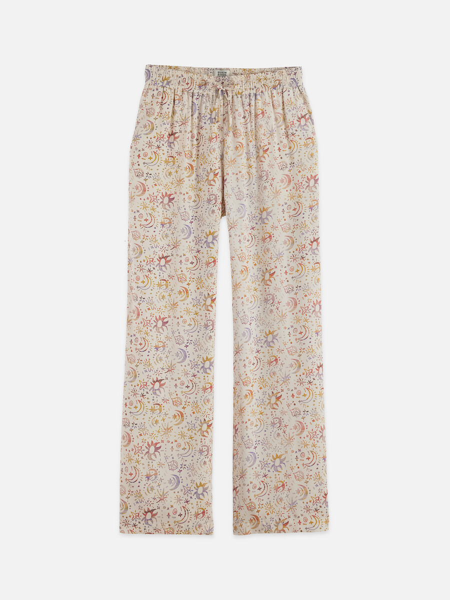 gia - pantalones de tiro medio con pernera ancha y estampado integral
