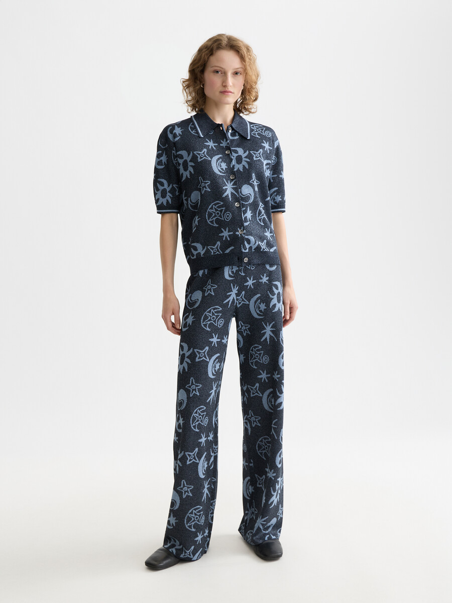 pantalones de punto jacquard