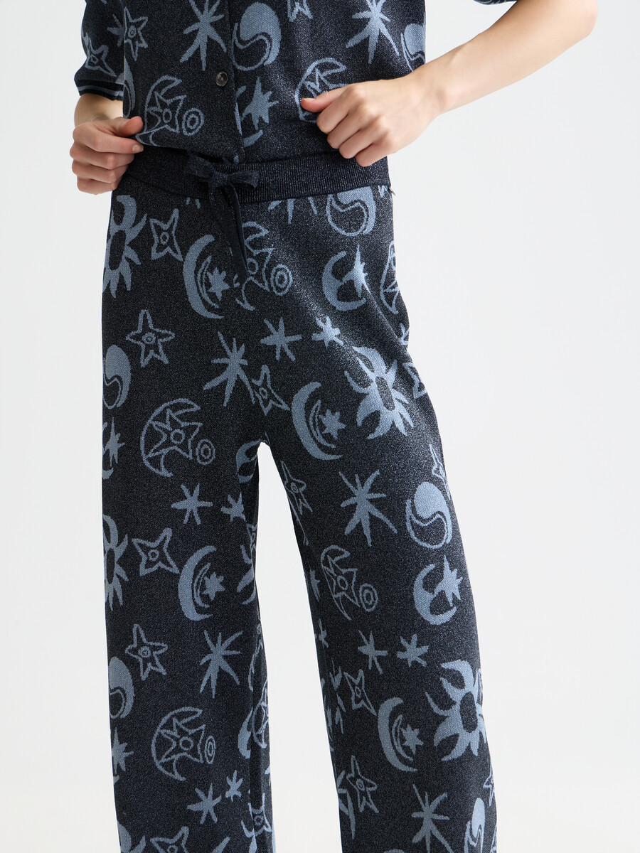 pantalones de punto jacquard