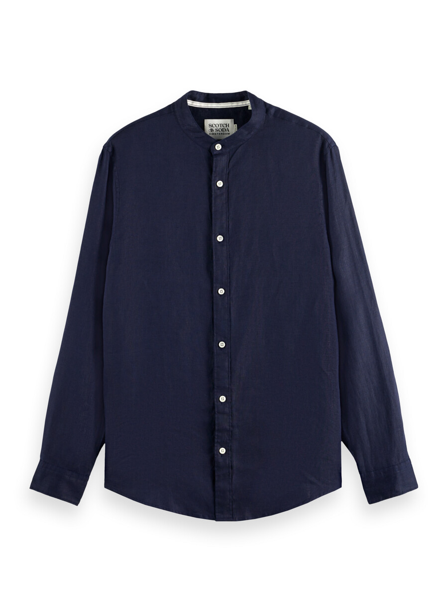 essentials — camisa de lino con cuello alto