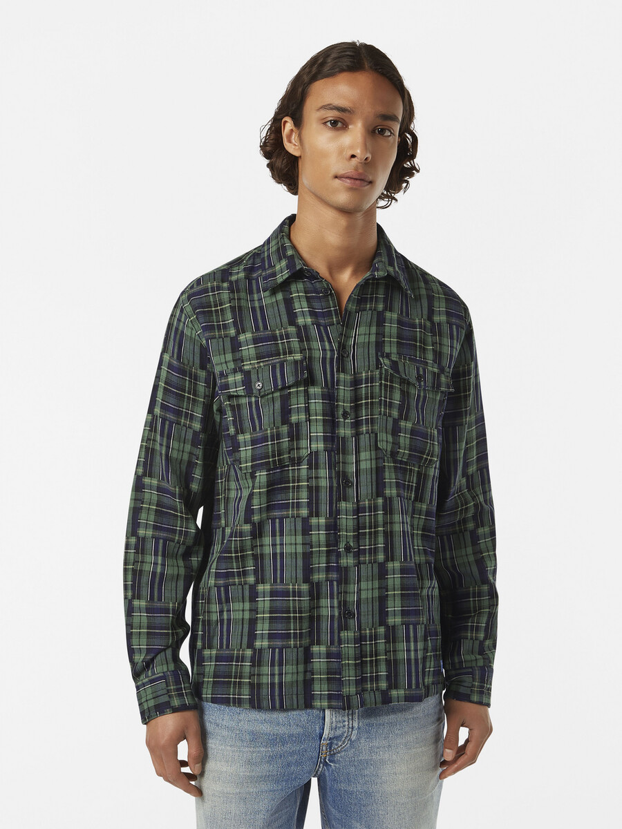camisa de patchwork de corte relajado