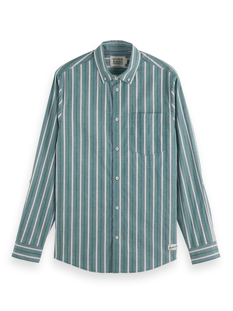 camisa de rayas dobby de corte regular