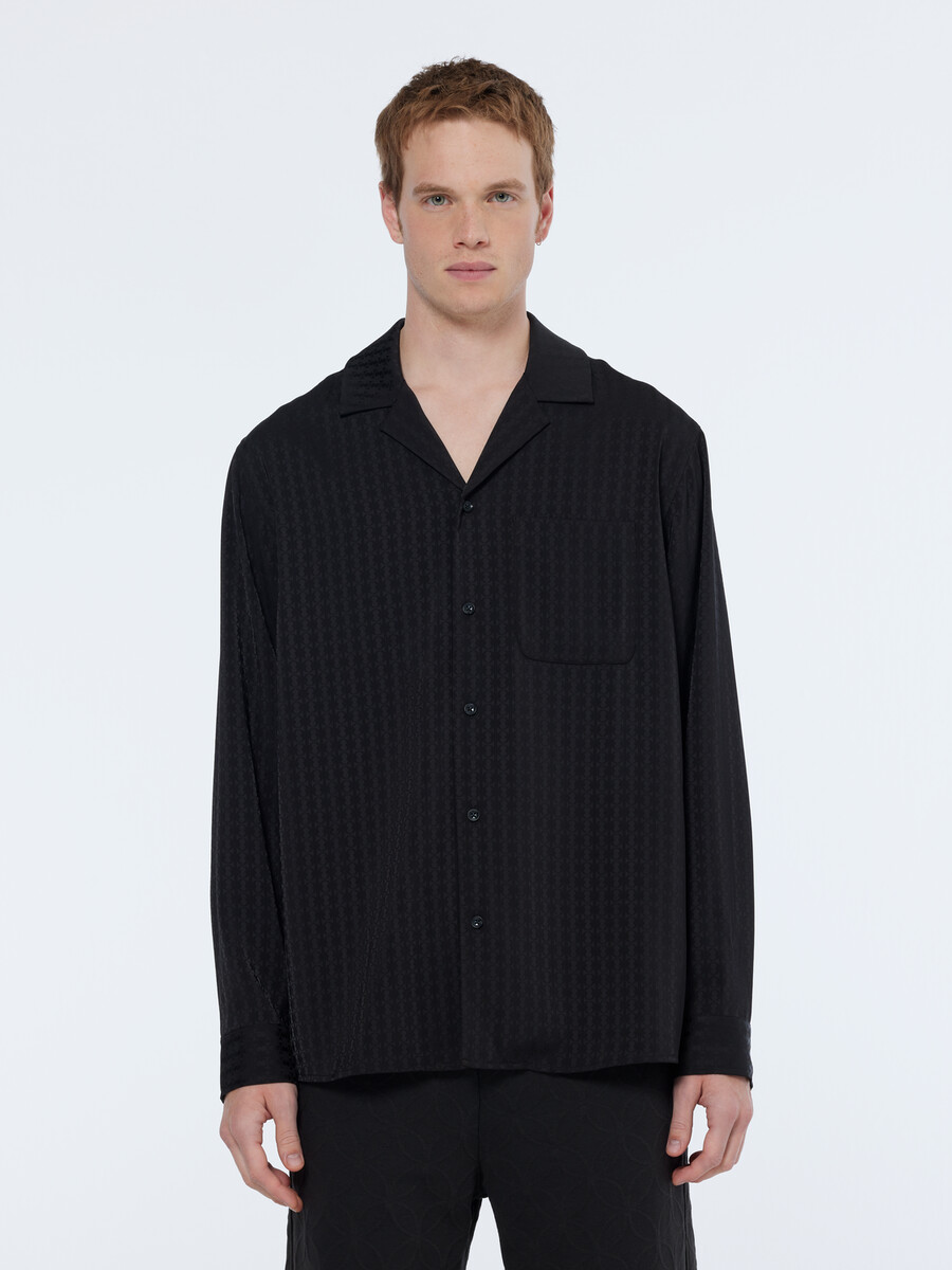 camisa de satén de corte relajado en jacquard