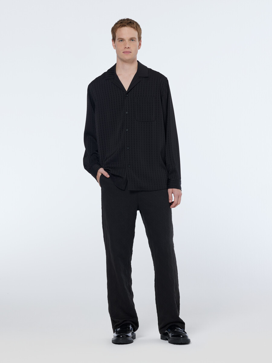 camisa de satén de corte relajado en jacquard
