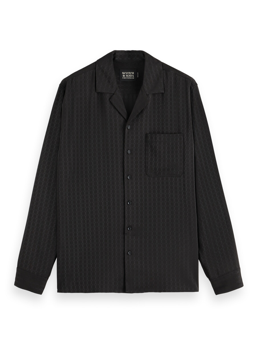 camisa de satén de corte relajado en jacquard