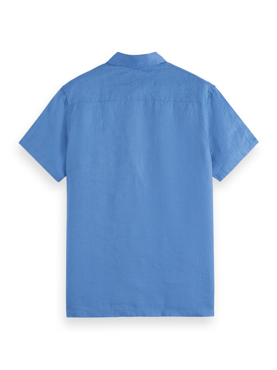 camisa de lino de manga corta de corte regular