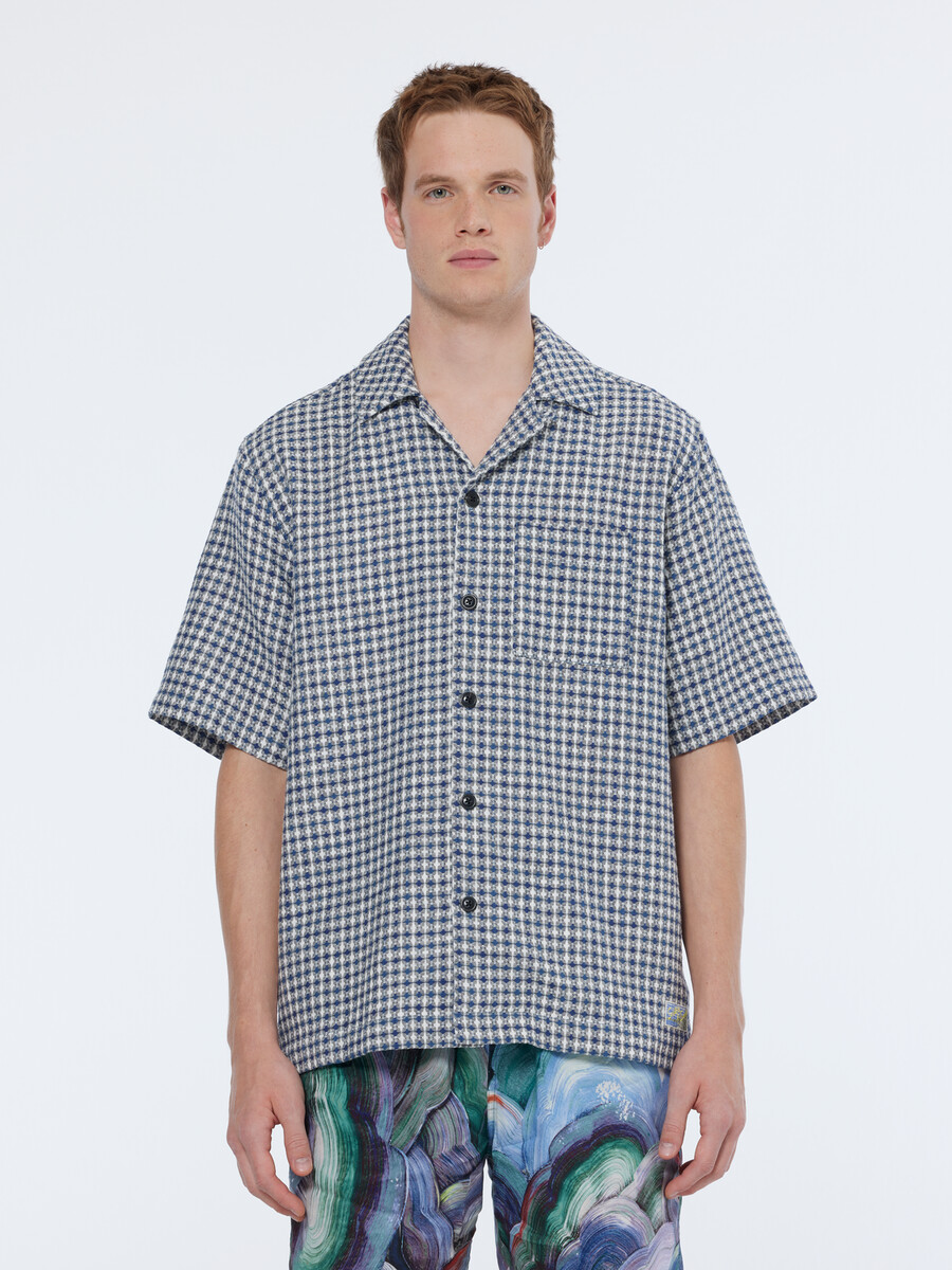 camisa de manga corta de corte relajado de jacquard