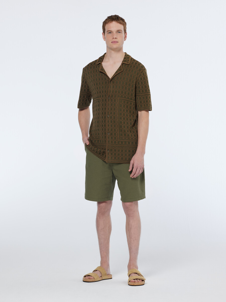 camisa de manga corta de punto jacquard