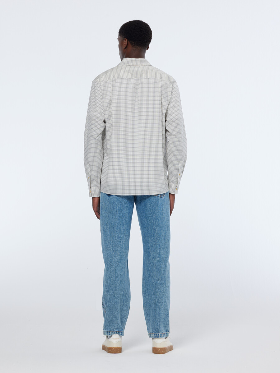 camisa de corte relajado con microcuadros teñidos en hilo