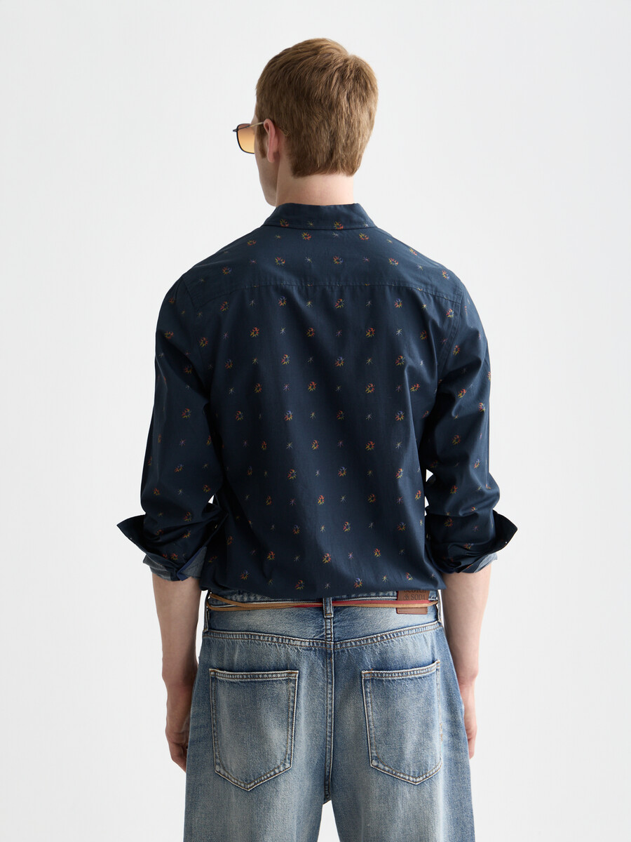 camisa ajustada de algodón estampada