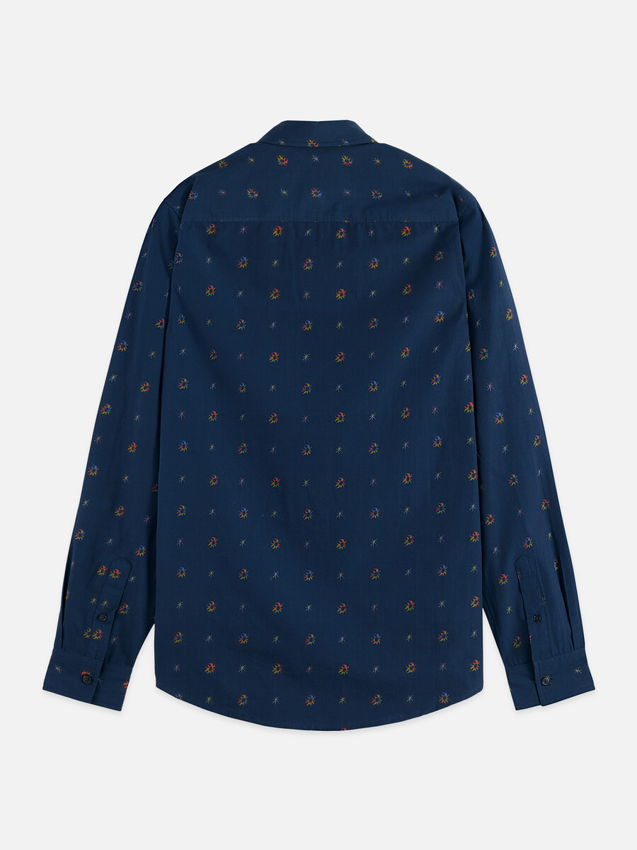 camisa ajustada de algodón estampada