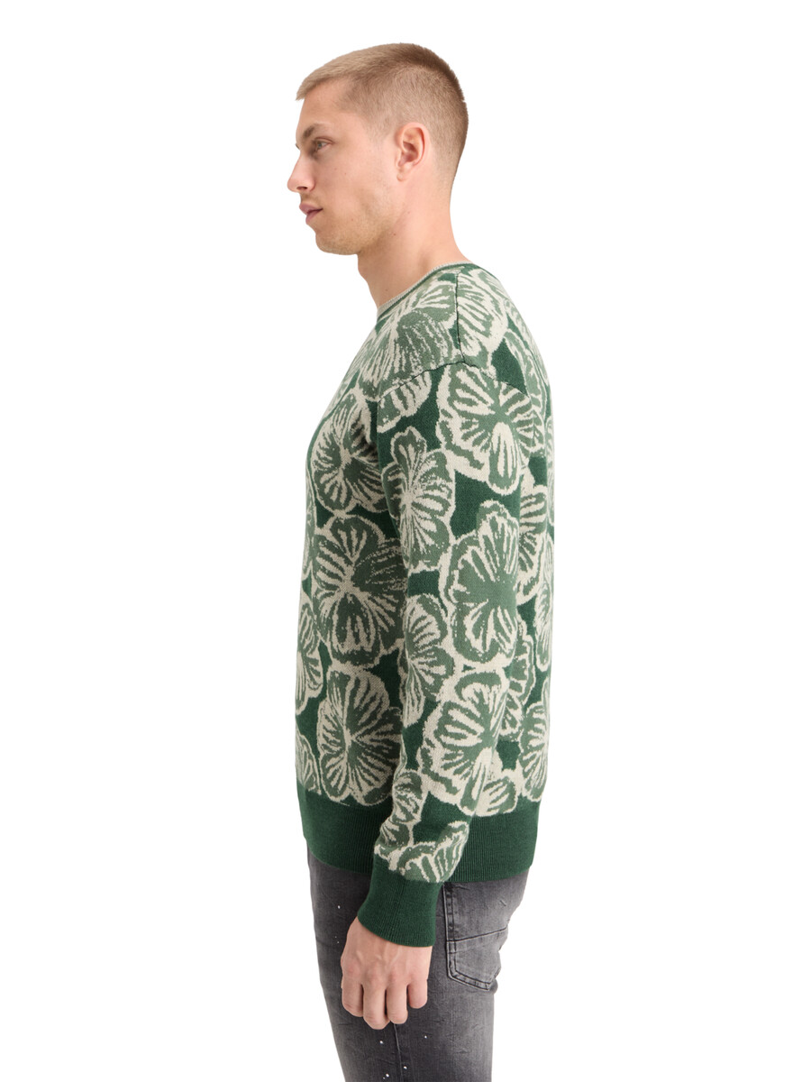 suéter jacquard con hombros caídos