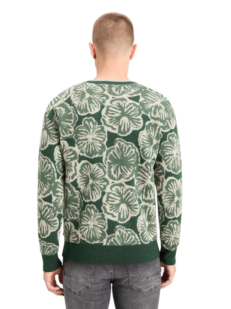 suéter jacquard con hombros caídos